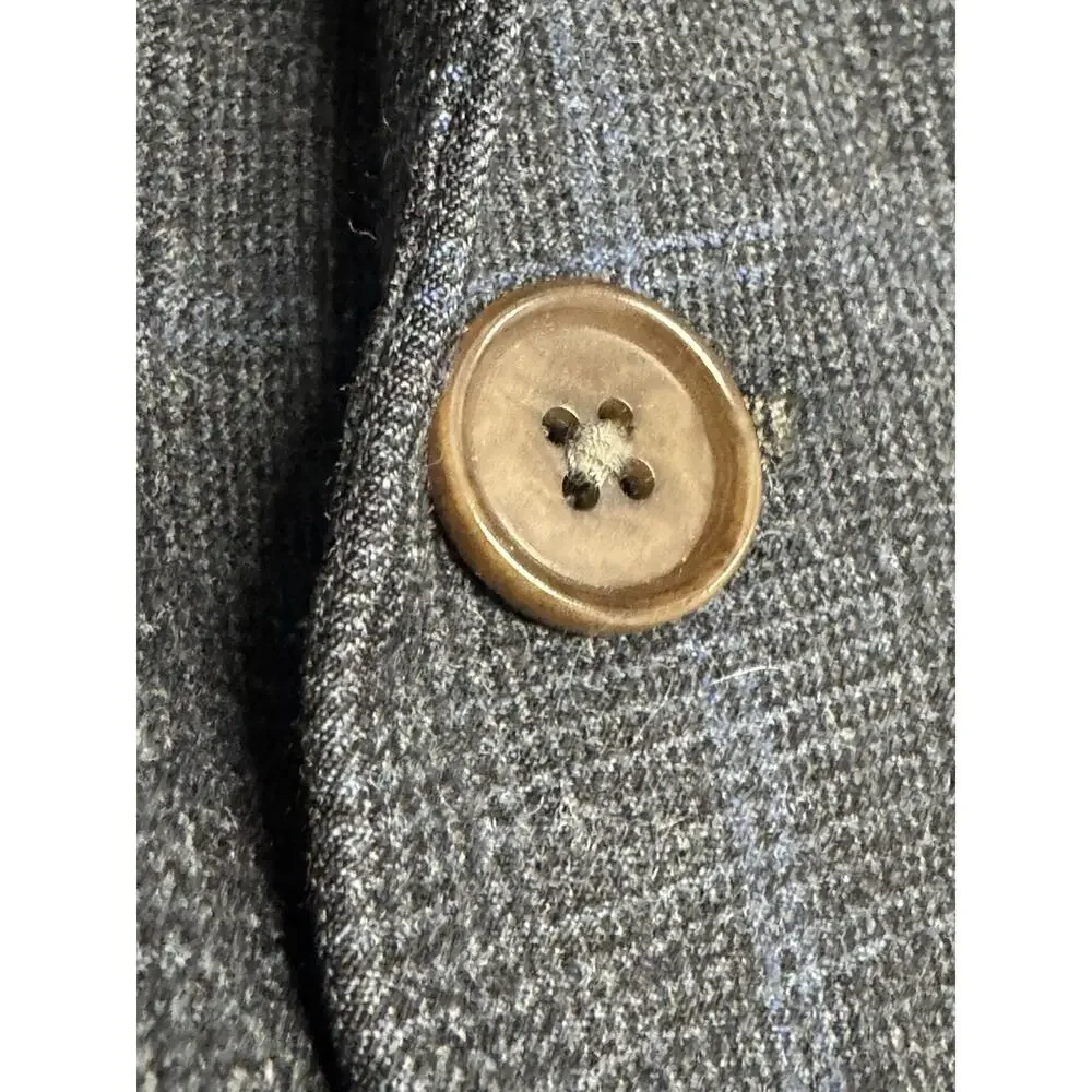 Brooks Brothers 346 44R Charcoal Slate Gray Blue Windowpan Check Overaly Blazer